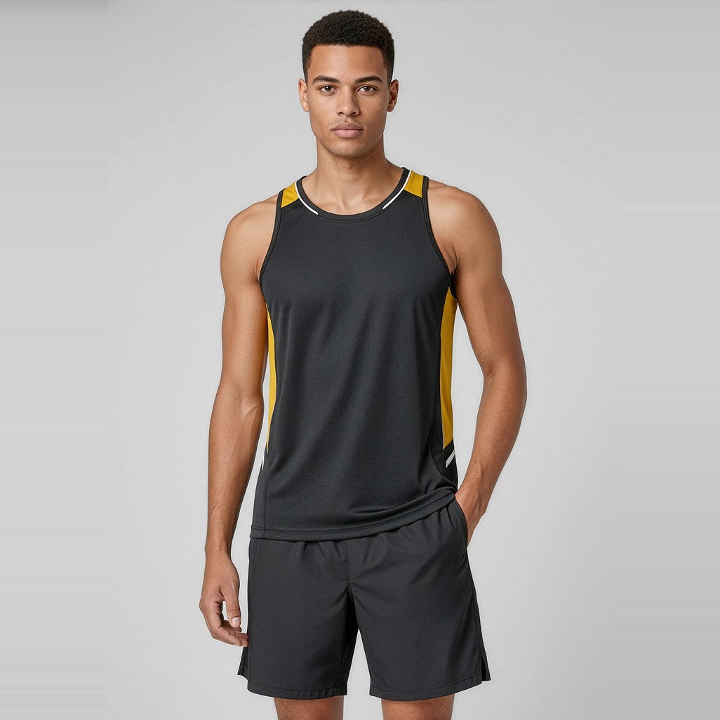 Biz Renegade Mens Singlet SG702M, worn by model