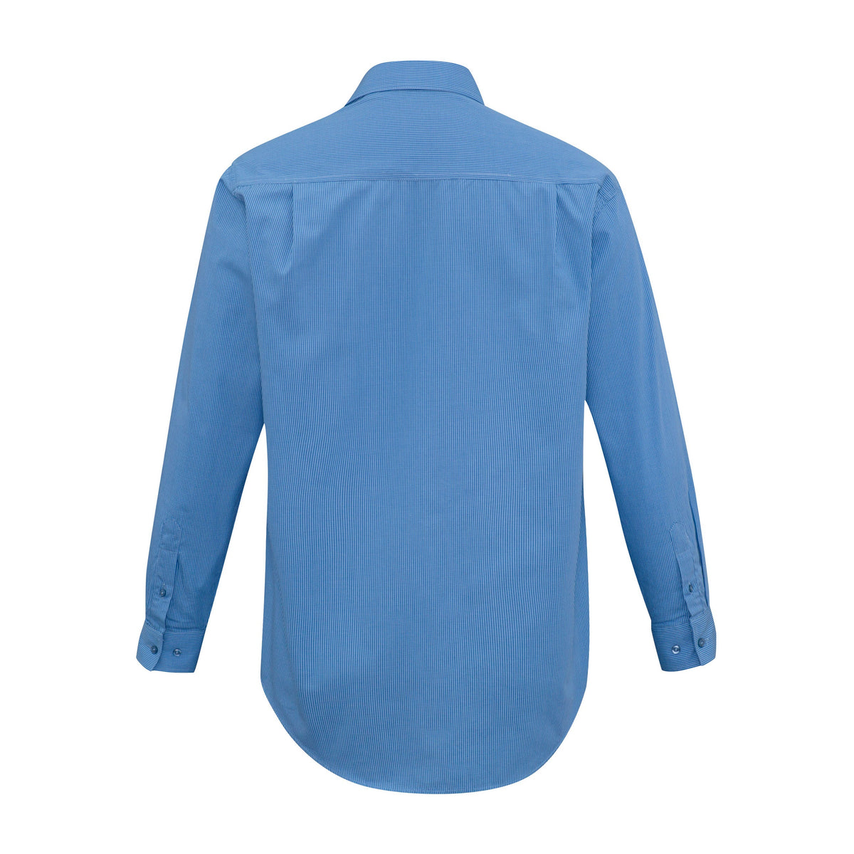 Biz Micro Mens Check Long Sleeve Shirt SH816 in Mid Blue, view 2