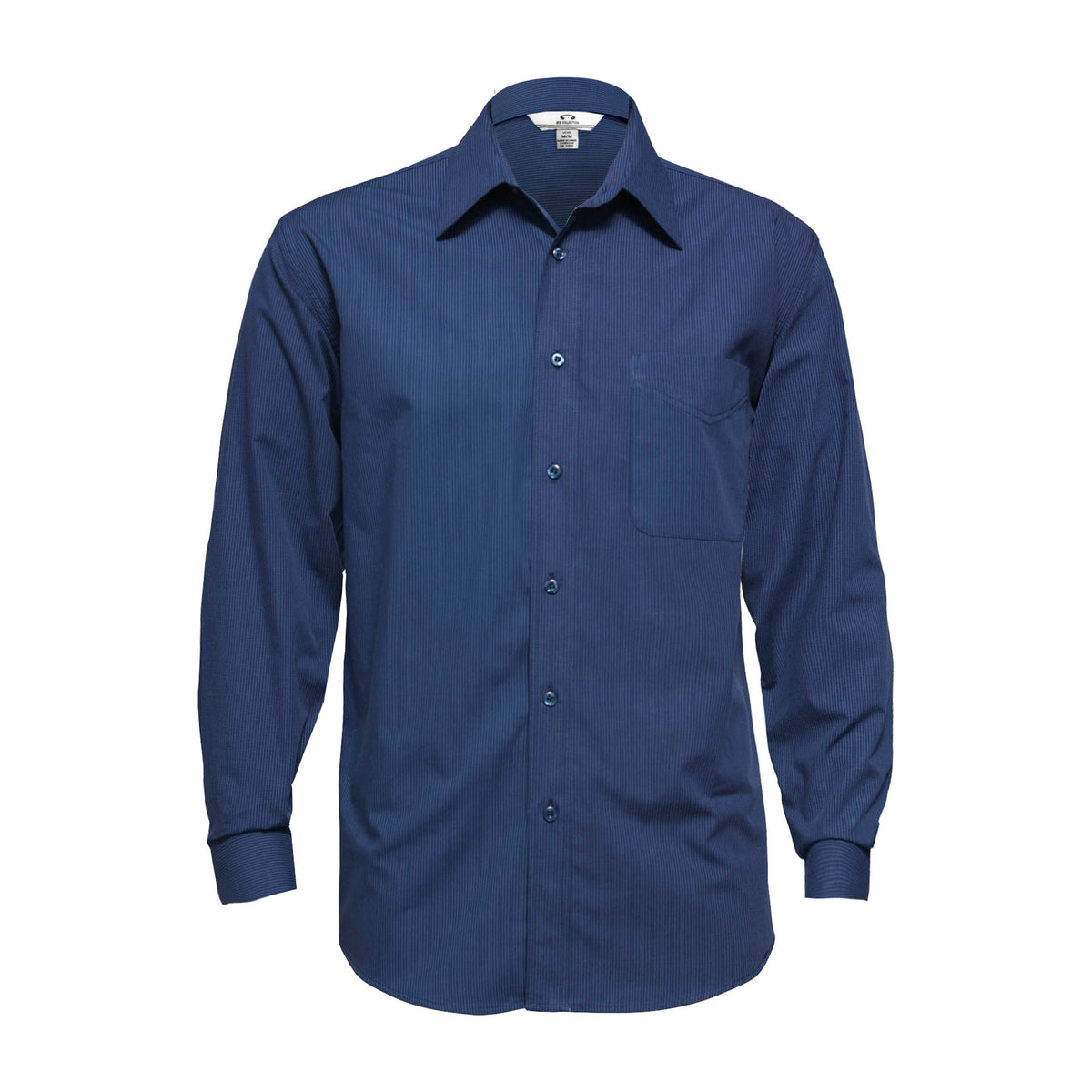 Biz Micro Mens Check Long Sleeve Shirt SH816 in Navy