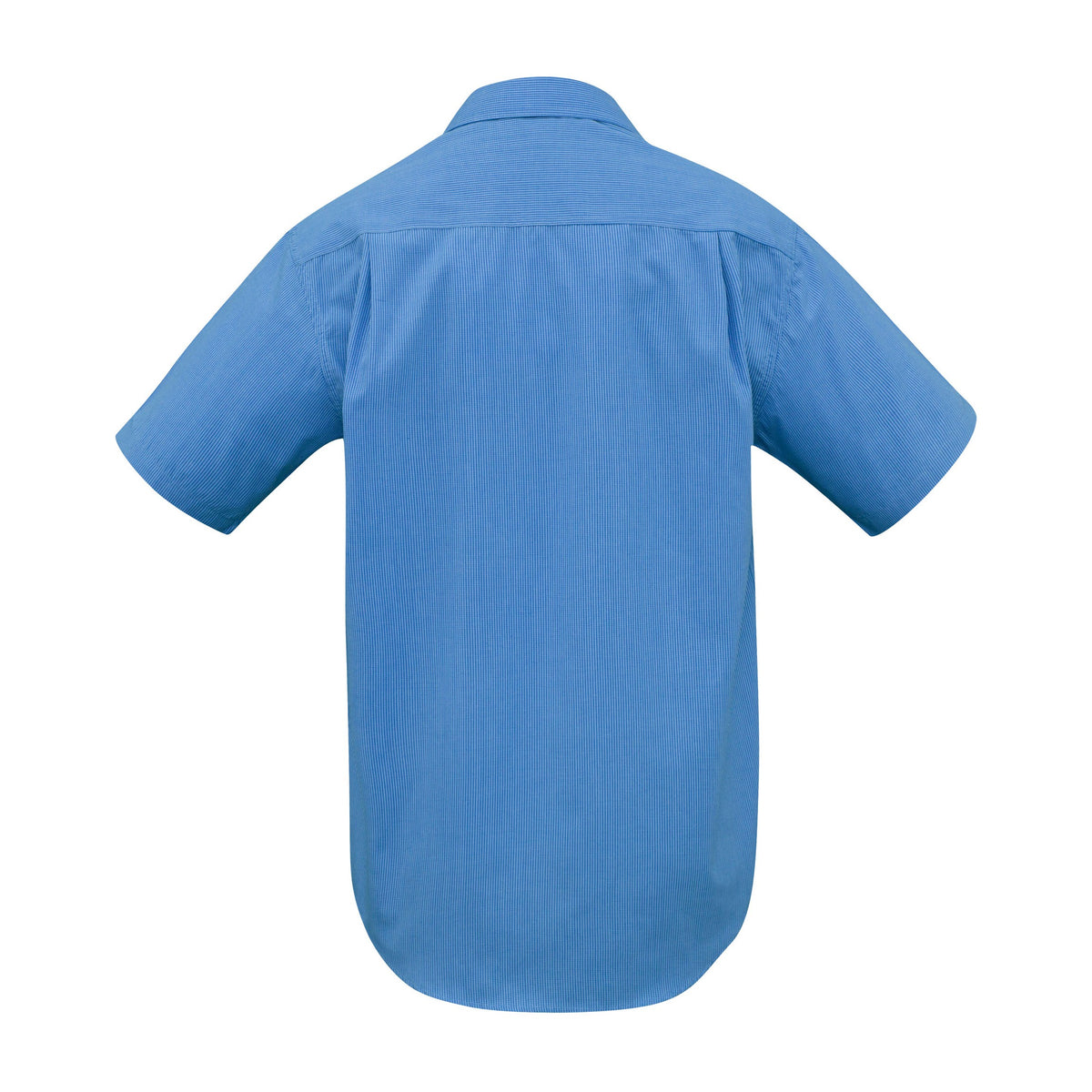 Biz Micro Mens Check Short Sleeve Shirt SH817 in Mid Blue, view 2