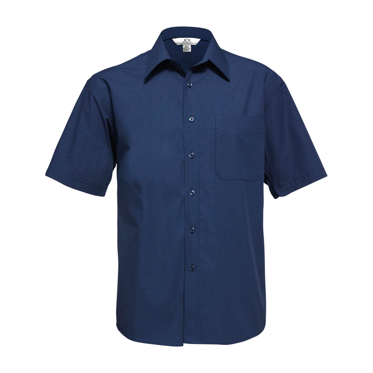 Biz Micro Mens Check Short Sleeve Shirt SH817 in Navy