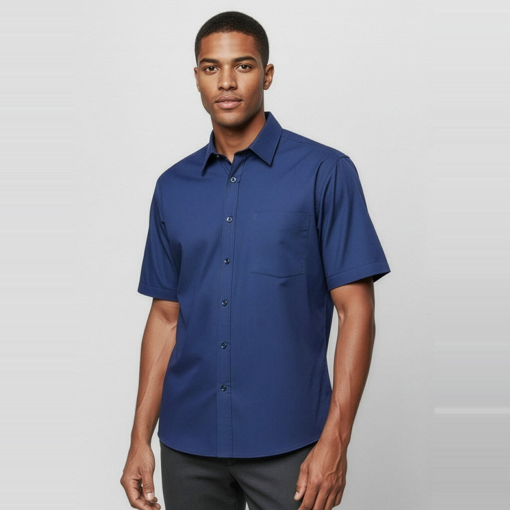 Biz Micro Mens Check Short Sleeve Shirt SH817, worn by model