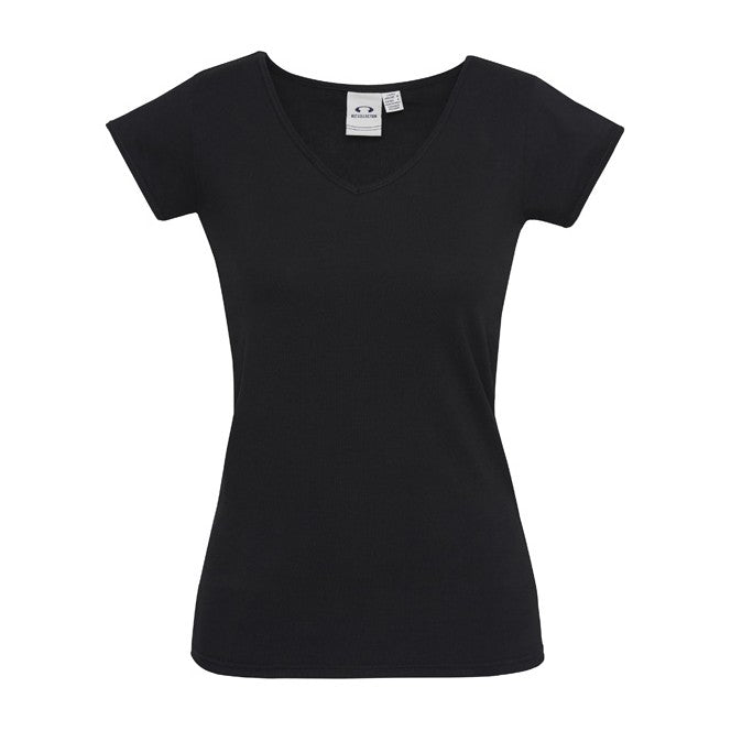 Biz Viva Womens Short Sleeve Tee T403L in Black