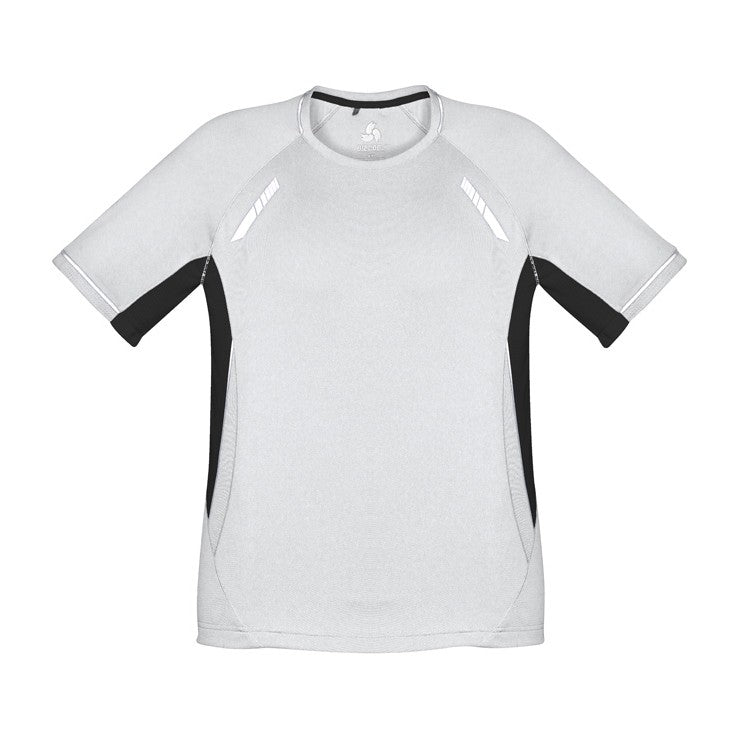 Biz Renegade Kids Short Sleeve Tee T701KS in White/Black/Silver