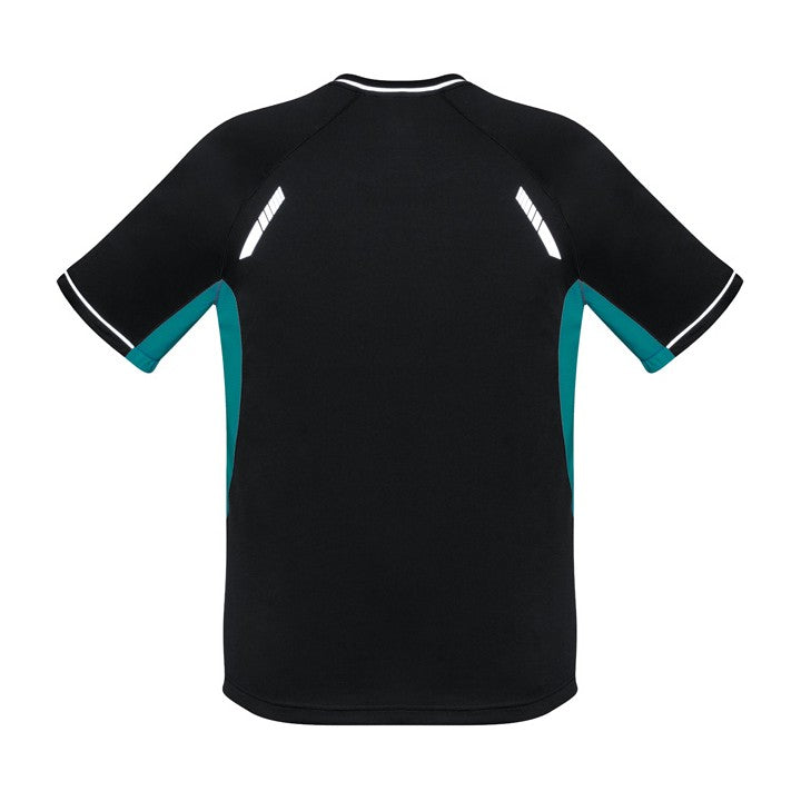 Biz Renegade Mens Short Sleeve Tee T701MS in Black/Teal/Silver, view 2