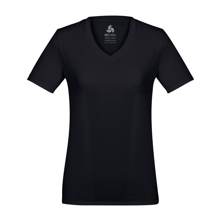 Biz Aero Womens Short Sleeve Tee T800LS in Solid Black