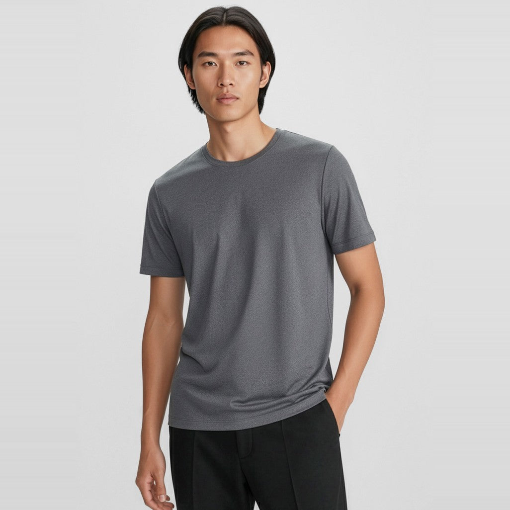 Biz Aero Mens Short Sleeve Tee T800MS in Charcoal, worn by model