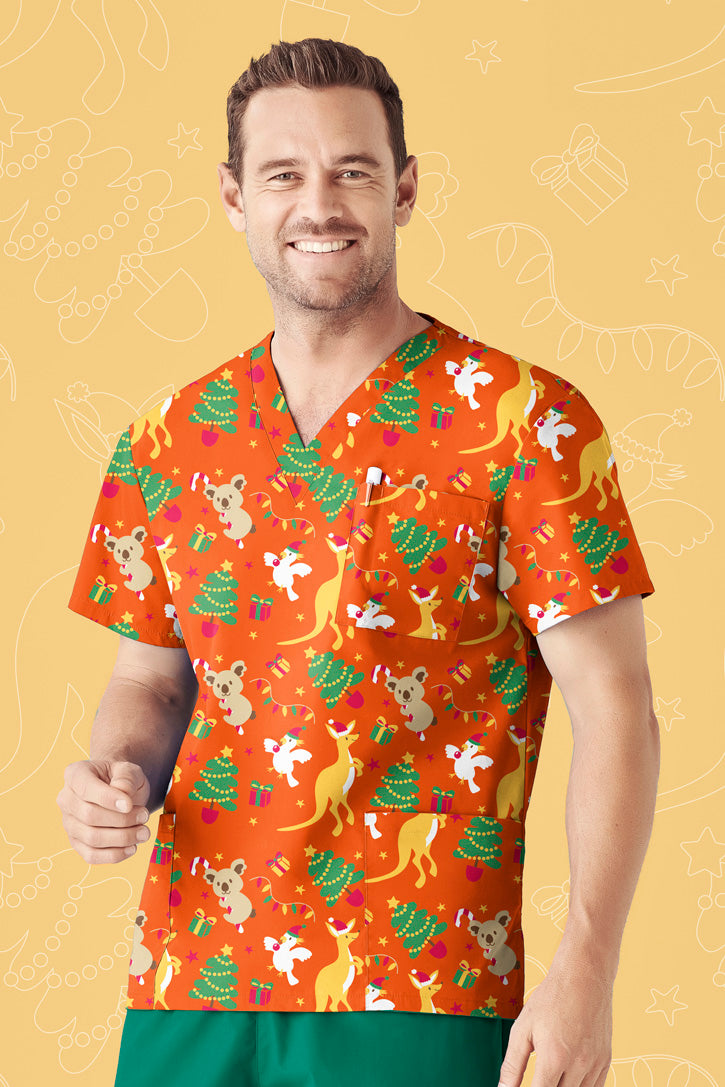 Biz Mens Christmas Scrubs Aussie