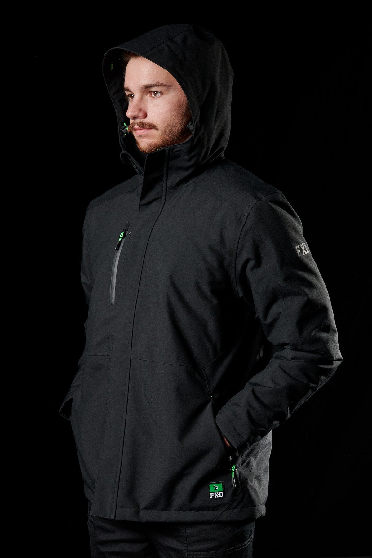 FXD WO-1 Insulated Waterproof Work Jacket in Black, view 2