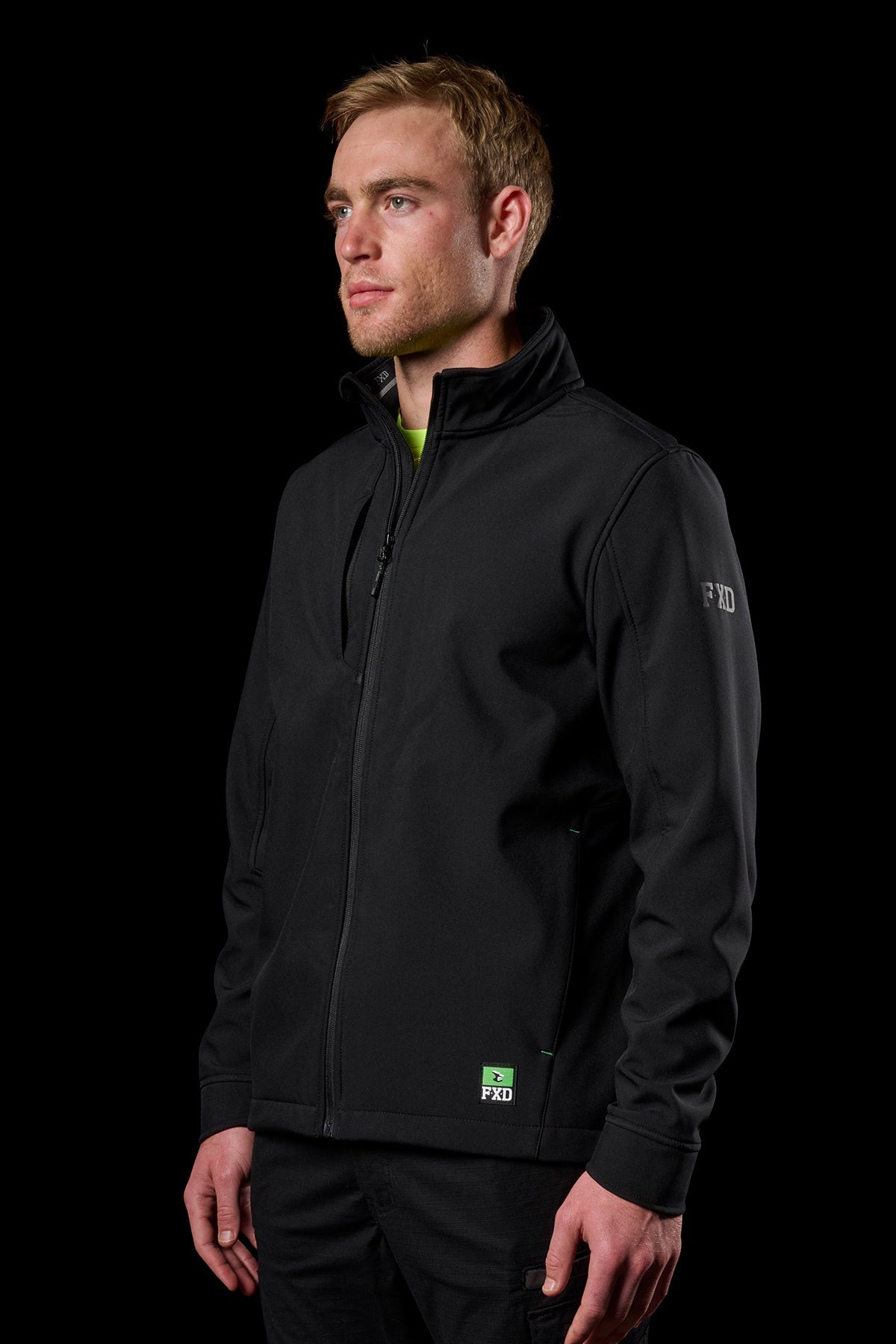 FXD WO-3 Soft Shell Work Jacket in Black, view 2