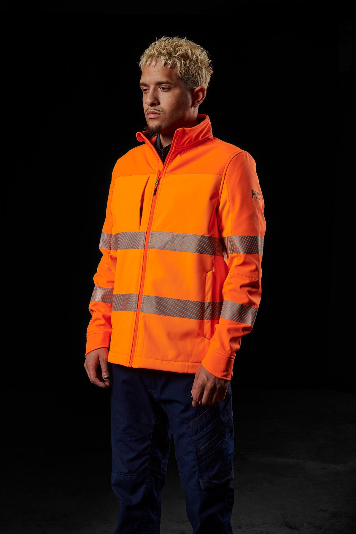 FXD WO-3T Hi-Vis Taped Soft Shell Work Jacket in Orange, view 2
