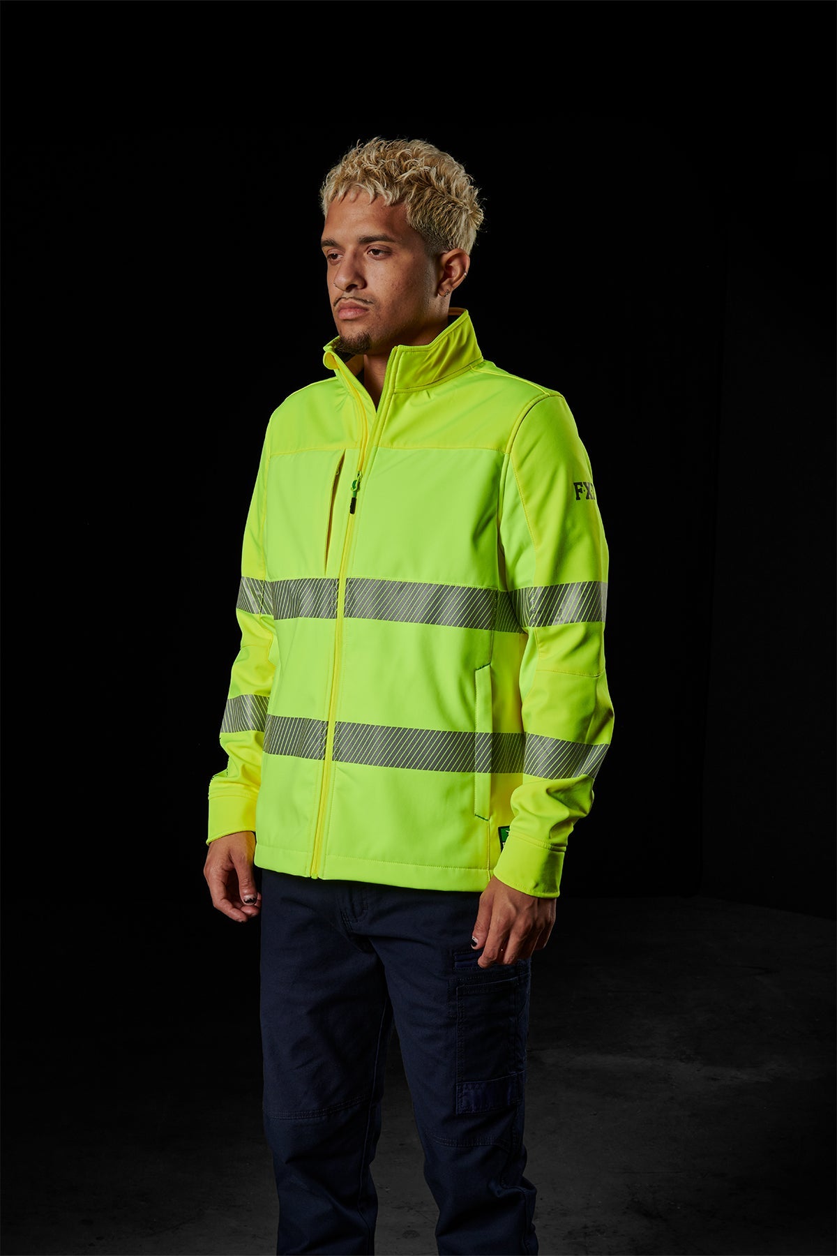 FXD WO-3T Hi-Vis Taped Soft Shell Work Jacket in Yellow, view 2