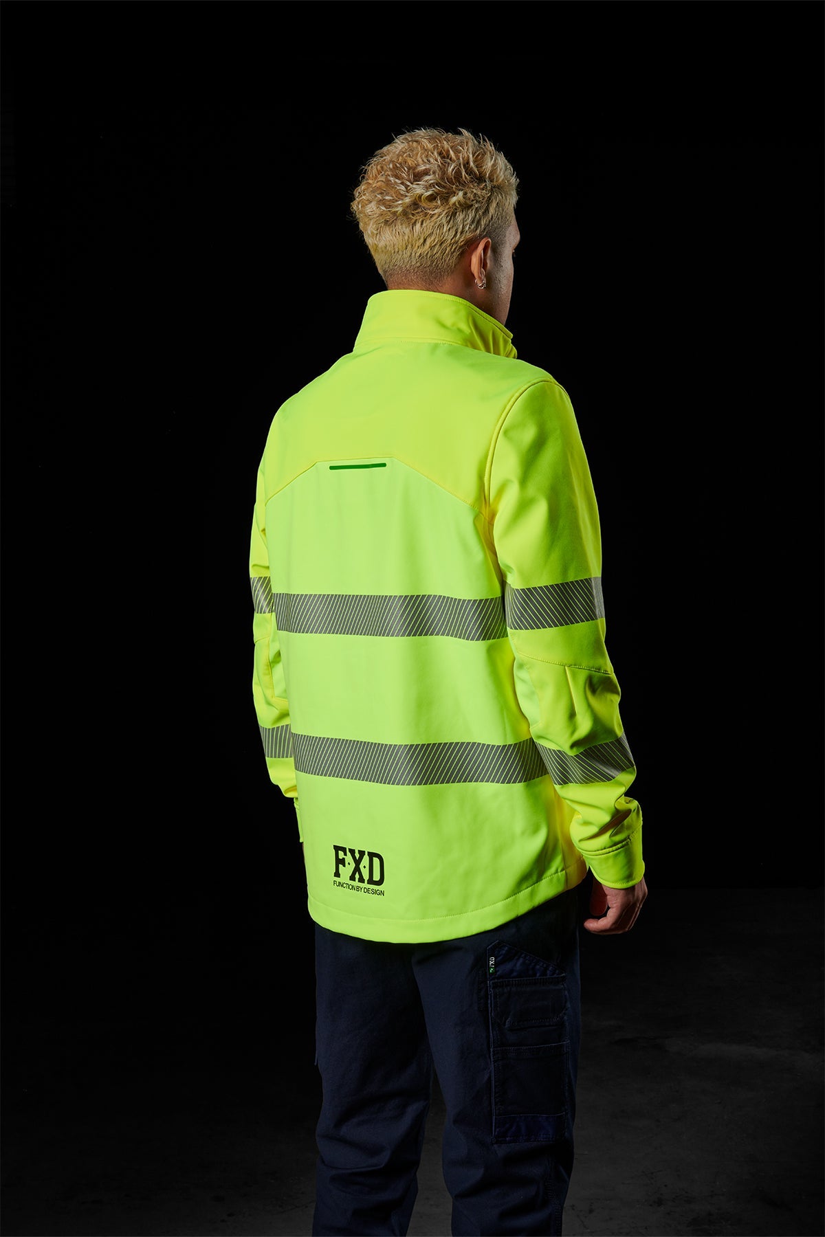 FXD WO-3T Hi-Vis Taped Soft Shell Work Jacket in Yellow, view 4