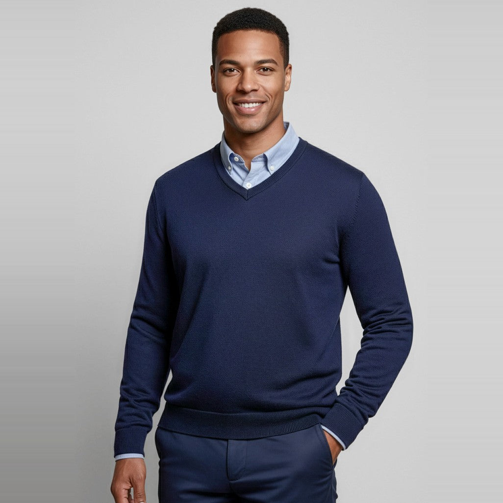Biz Roma Mens Knit Pullover WP916M, worn by model