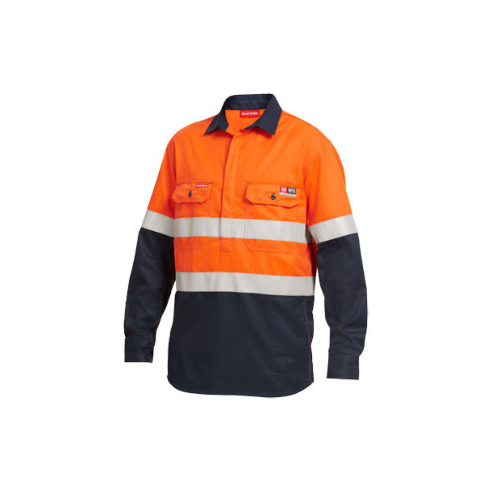 King Gee ShieldTec FR/Arc Rated Reflective Hi Vis Closed Front Shirt Y04550