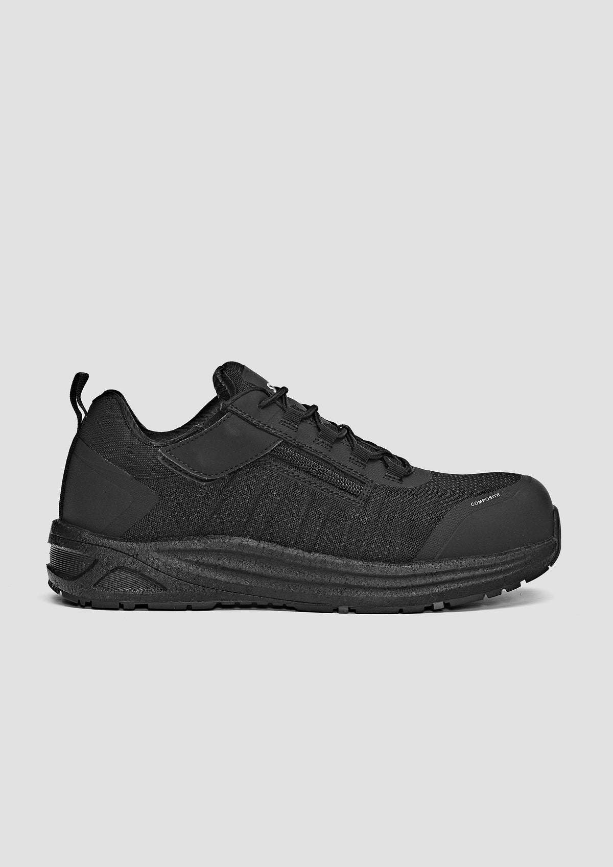 Syzmik UltraLite Lo Black Zip Safety Shoe ZFL303 - Black - side profile
