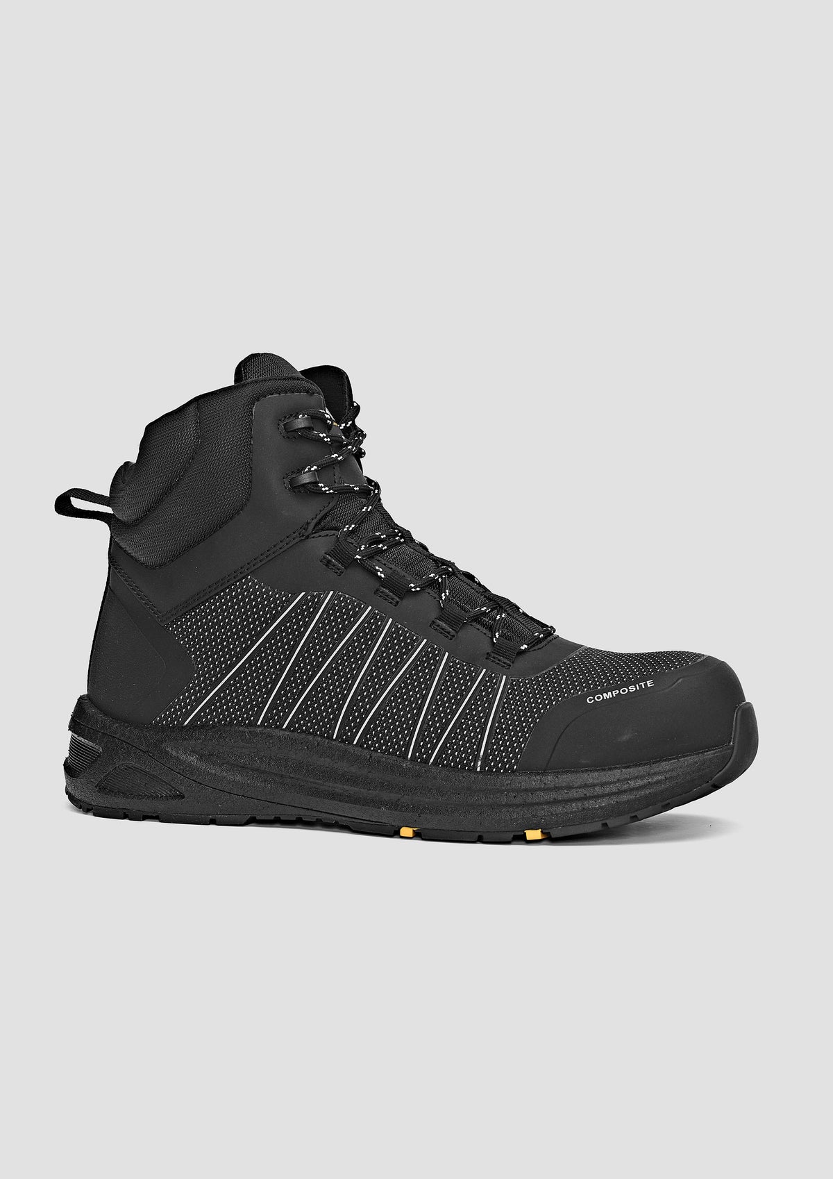 Syzmik UltraLite Mid Zip Black Reflective Safety Boot ZFL502 - Black (Black Reflective) - side profile