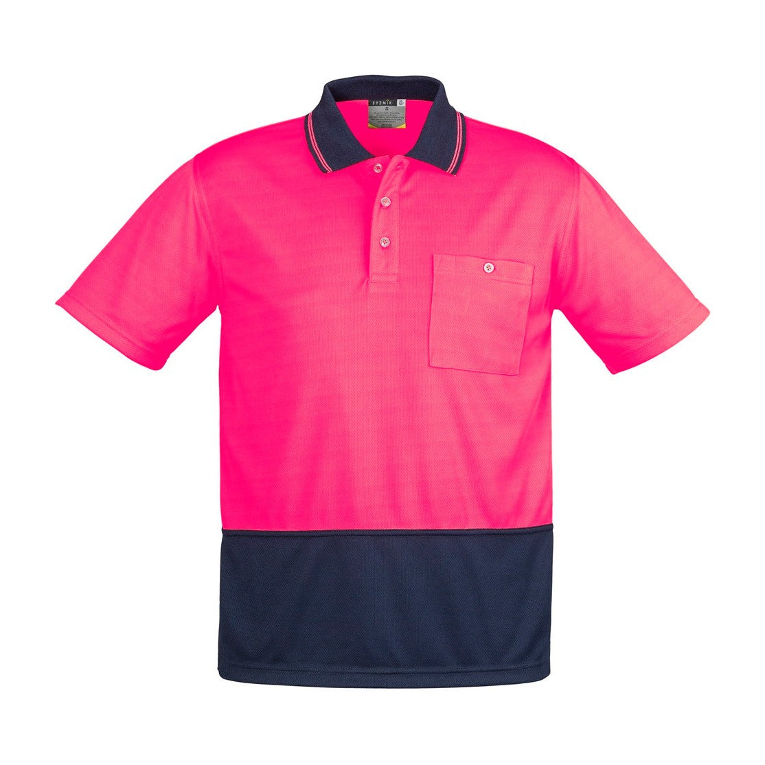 Syzmik Unisex Hi Vis Basic Short Sleeve Polo ZH231 CLEARANCE in Pink/Navy