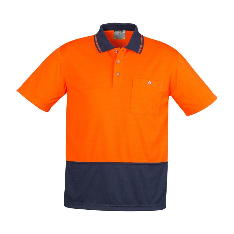 Syzmik Unisex Hi Vis Basic Short Sleeve Polo ZH231 in Orange/Navy