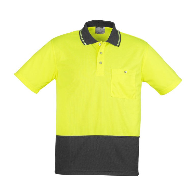 Syzmik Unisex Hi Vis Basic Short Sleeve Polo ZH231 in Yellow/Charcoal