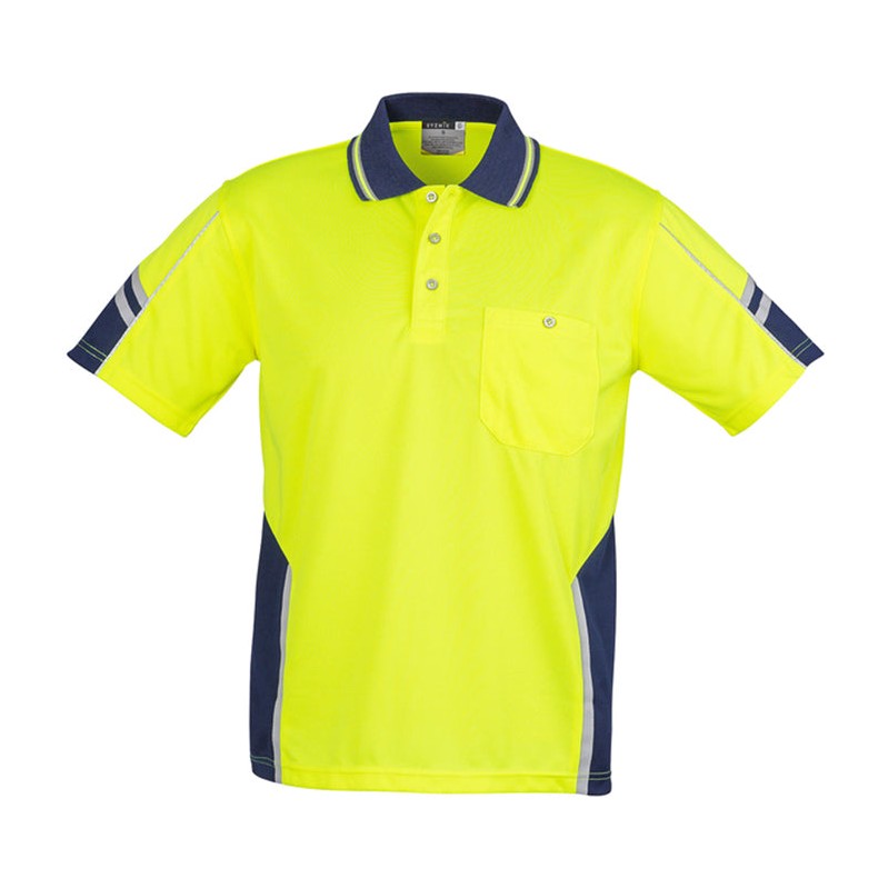Syzmik Mens Hi Vis Squad S/S Polo ZH237 YELLOW CLEARANCE in Yellow/Navy