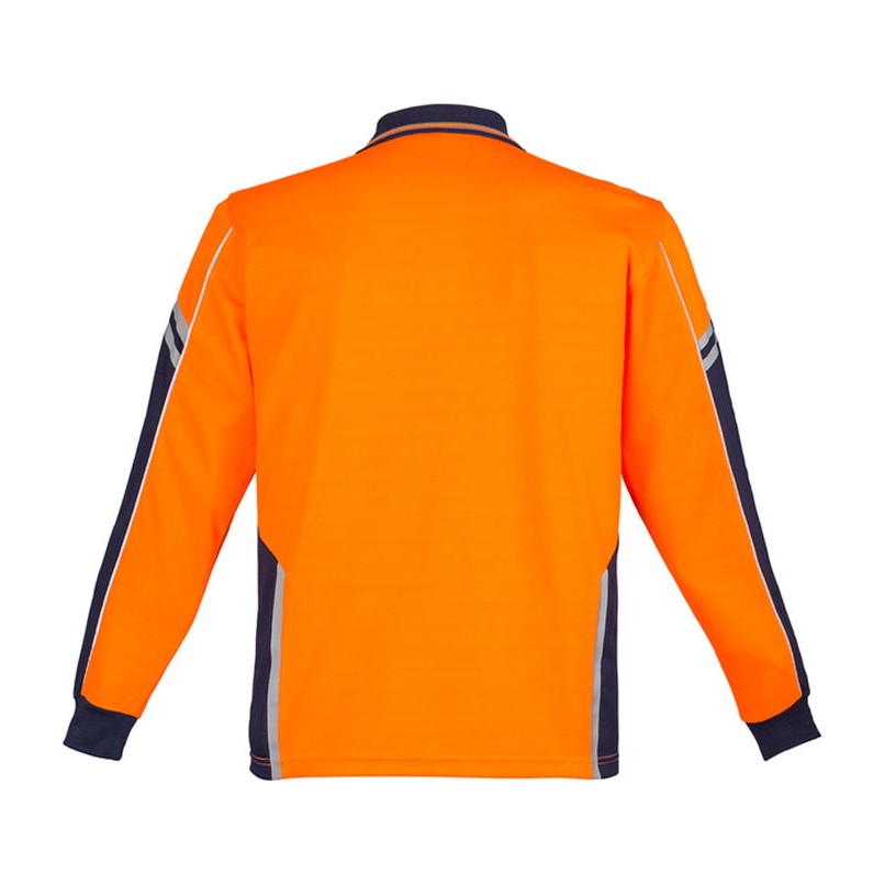 Syzmik Mens Hi Vis Squad L/S Polo ZH238 in Orange/Navy
