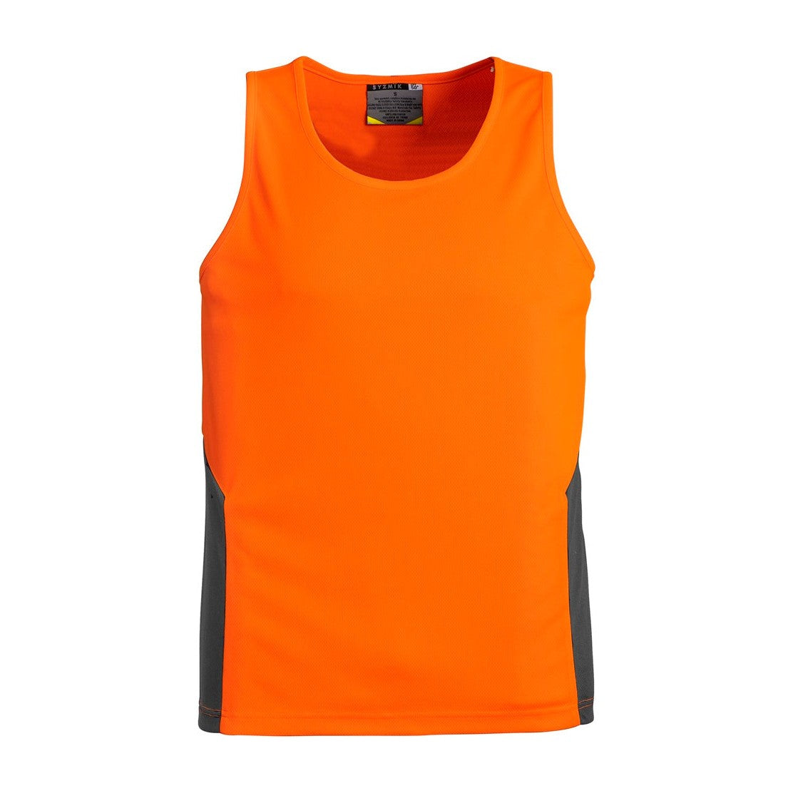 Syzmik Mens Hi Vis Squad Singlet ZH239 CLEARANCE in Orange/Charcoal