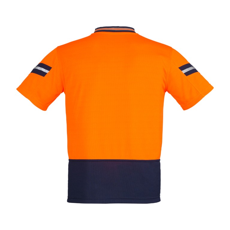 Syzmik Mens Hi Vis Astro Short Sleeve Polo ZH245 in Orange/Navy