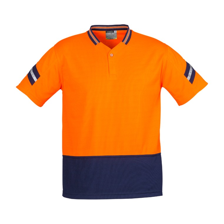 Syzmik Mens Hi Vis Astro Short Sleeve Polo ZH245, worn by model