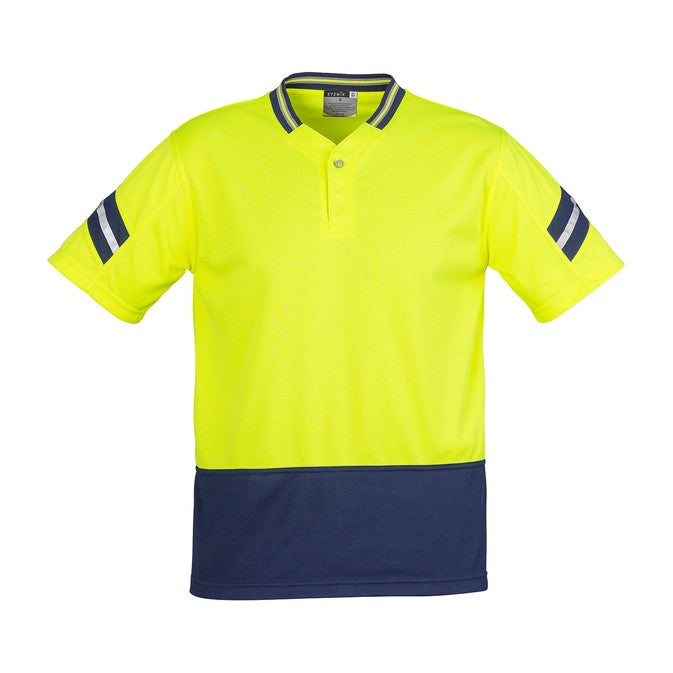 Syzmik Mens Hi Vis Astro Short Sleeve Polo ZH245, worn by model