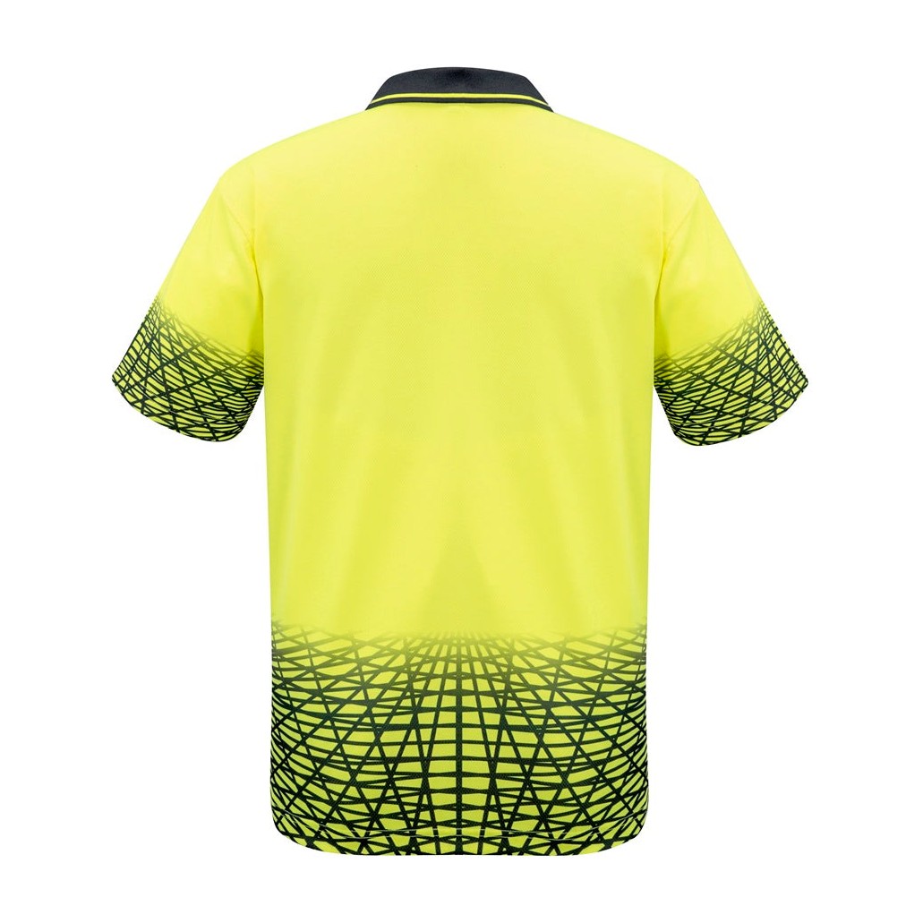 Syzmik Mens Hi Vis Tracks Short Sleeve Polo ZH300 CLEARANCE in Yellow/Navy