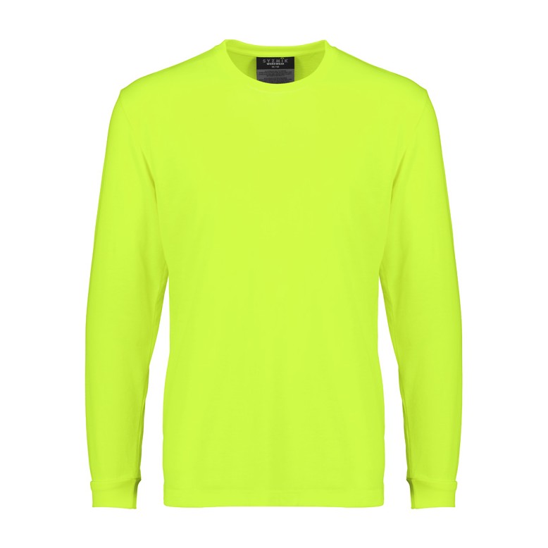 Syzmik Mens Hi Vis Long Sleeve Tee ZH390 in Yellow