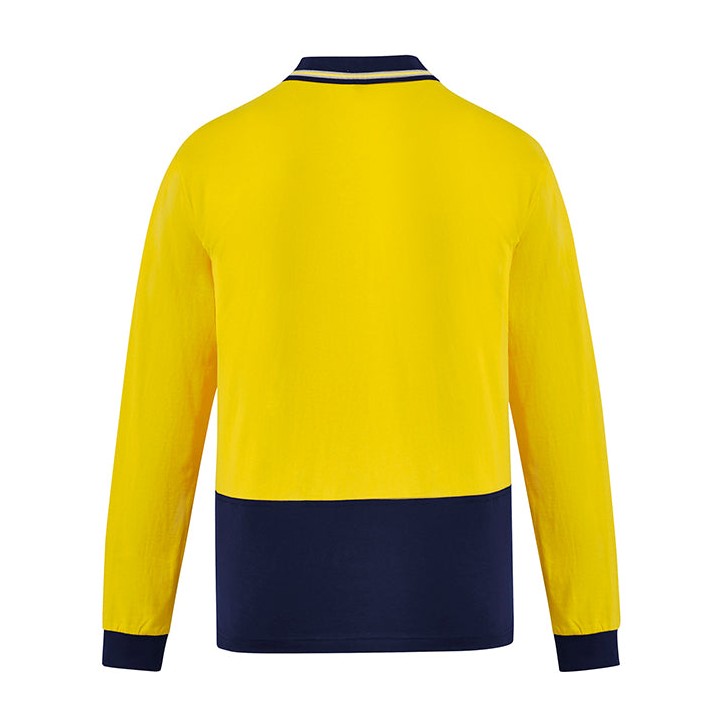 Syzmik Mens Hi Vis Cotton L/S Polo ZH430 in Yellow/Navy