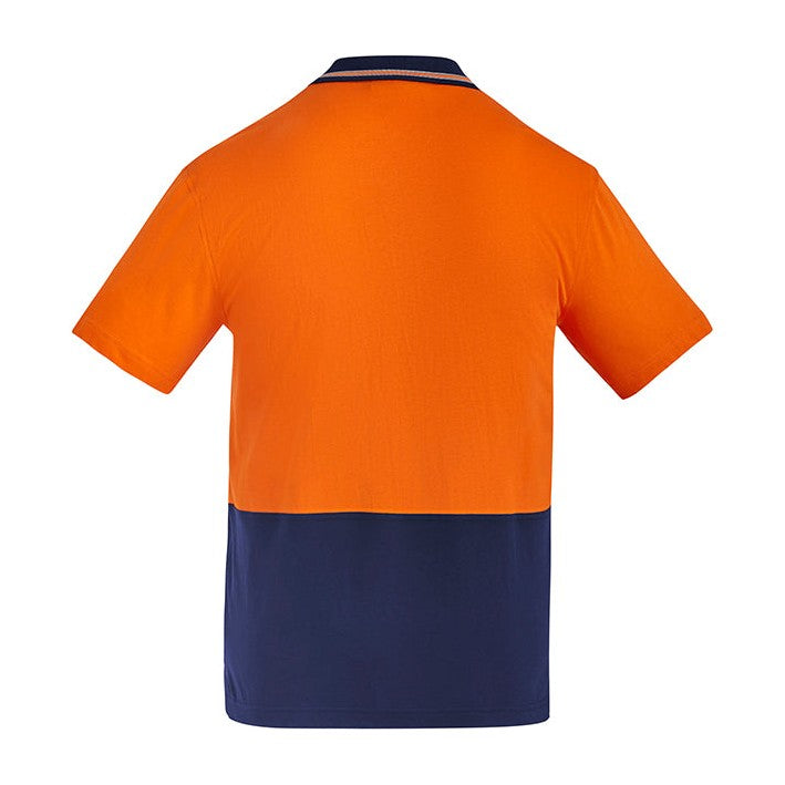 Syzmik Mens Hi Vis Cotton S/S Polo ZH435 in Orange/Navy