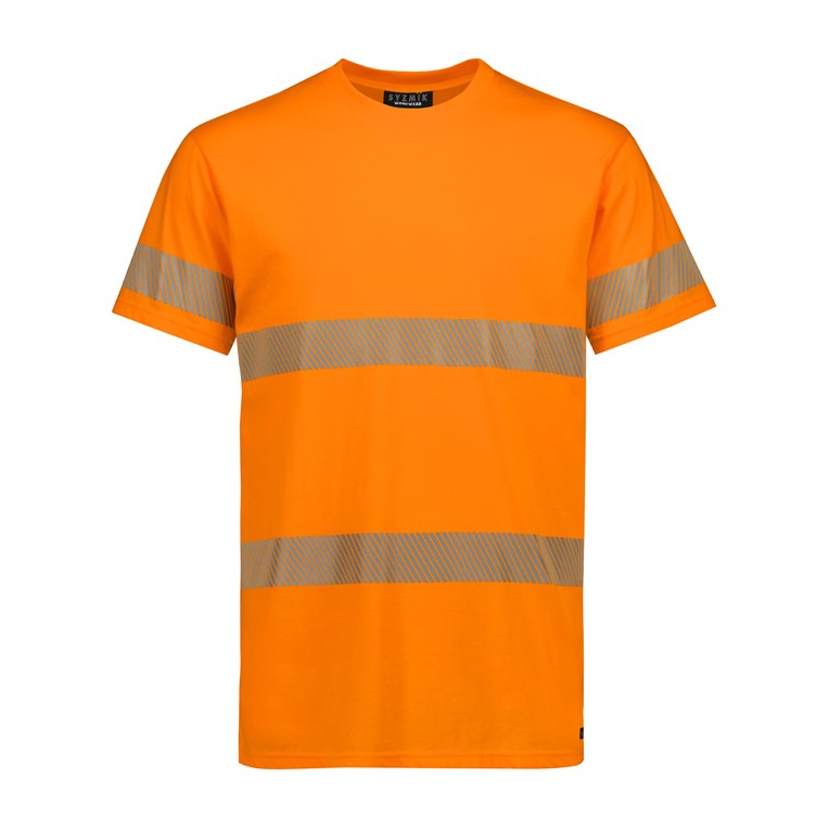 Syzmik Mens Hi Vis Segmented Tape Cotton Tee ZH510 in Orange
