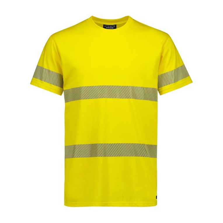 Syzmik Mens Hi Vis Segmented Tape Cotton Tee ZH510 in Yellow