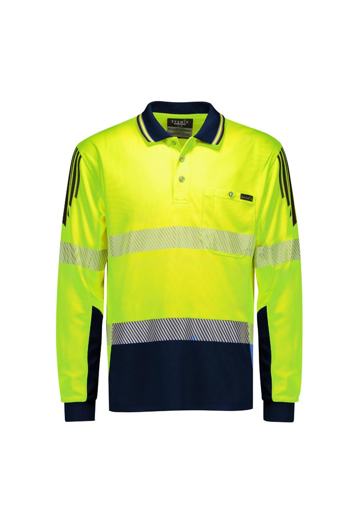 Syzmik Mens Hi Vis Flux Segmented Tape Long Sleeve Polo ZH550