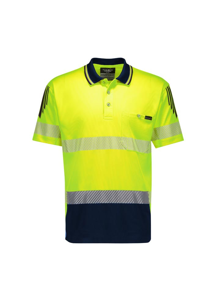 Syzmik Mens Hi Vis Flux Segmented Tape Short Sleeve Polo ZH555
