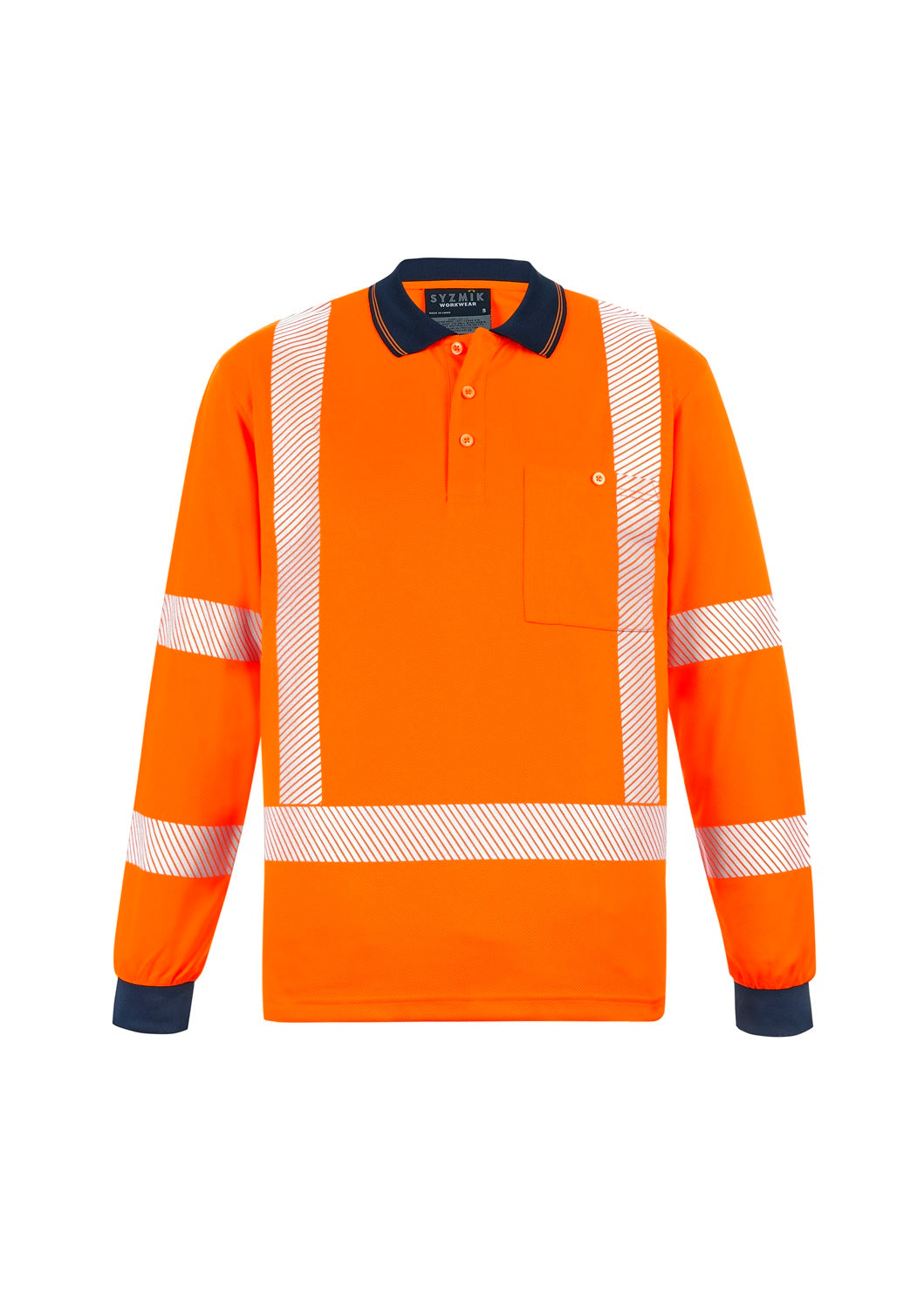 Syzmik Unisex Hi Vis X Back NSW Rail Long Sleeve Polo ZH690 CLEARANCE