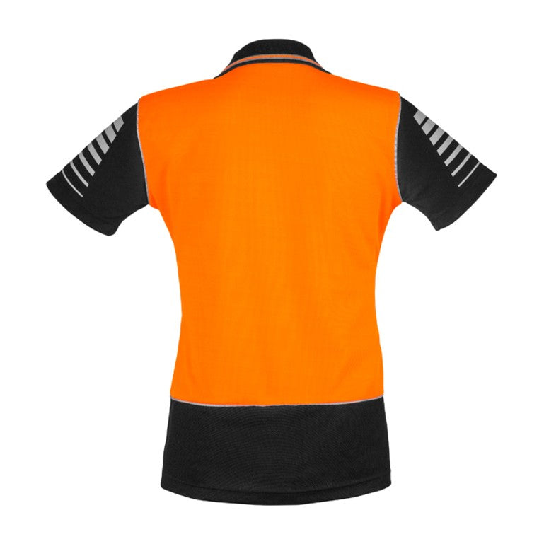 Syzmik Womens Hi Vis Zone Short Sleeve Polo ZHL236 in Orange/Black, view 2