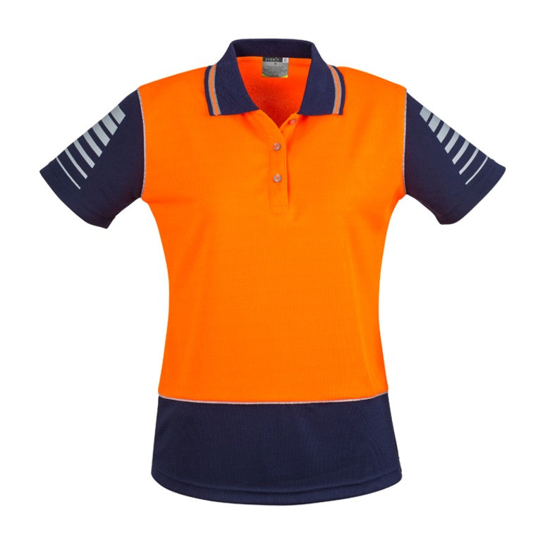 Syzmik Womens Hi Vis Zone Short Sleeve Polo ZHL236, worn by model