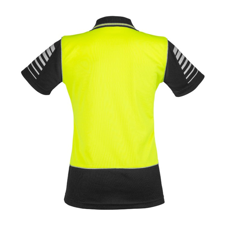 Syzmik Womens Hi Vis Zone Short Sleeve Polo ZHL236 in Yellow/Black