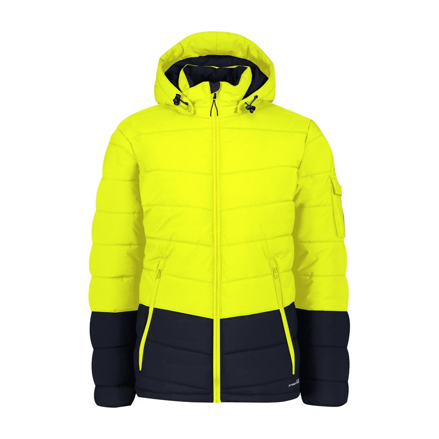 Syzmik Unisex Streetworx Hooded Puffer Jacket ZJ240 in Yellow/Navy
