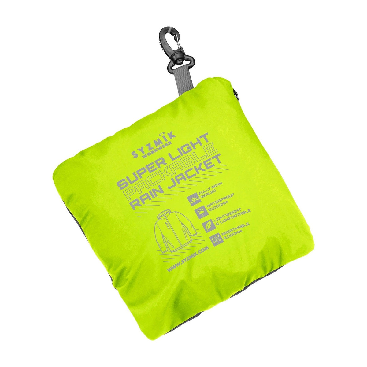 Syzmik Unisex Super Light Packable Rain Jacket ZJ260 in Yellow