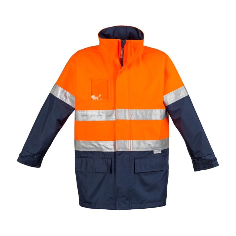 Syzmik Mens Hi Vis Waterproof Lightweight Jacket ZJ355, worn by model
