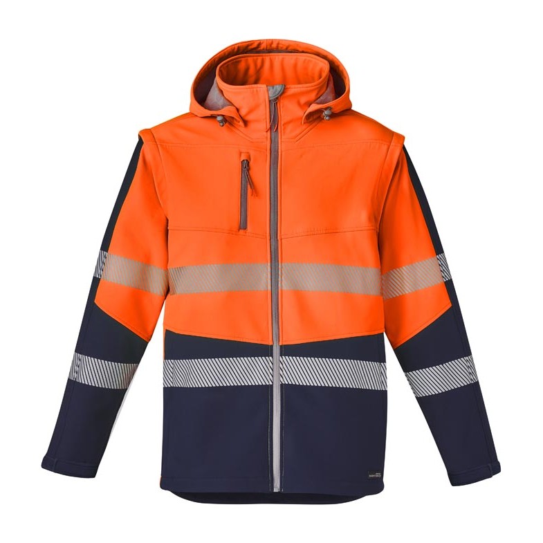 Syzmik Unisex Streetworx 2 in 1 Stretch Softshell Jacket ZJ453 ORANGE in Orange/Navy