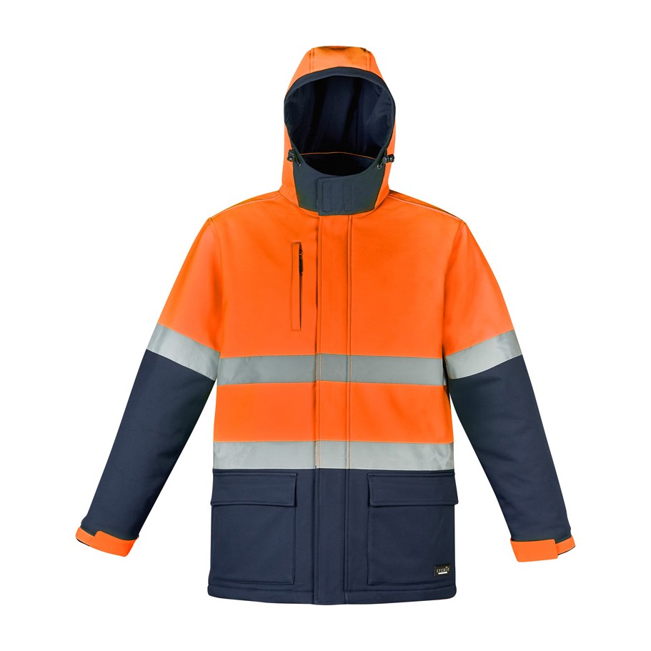 Syzmik Unisex Hi Vis Antarctic Softshell Jacket ZJ553 in Orange/Navy