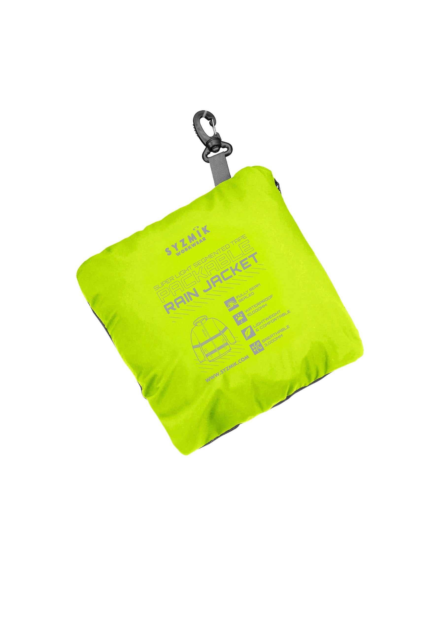 Syzmik Unisex Super Light Segmented Tape Packable Rain Jacket ZJ560