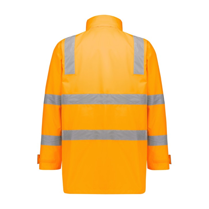 Syzmik Unisex Hi Vis VIC Rail 4 In 1 Waterproof Jacket ZJ580 in VIC Rail Orange, view 2