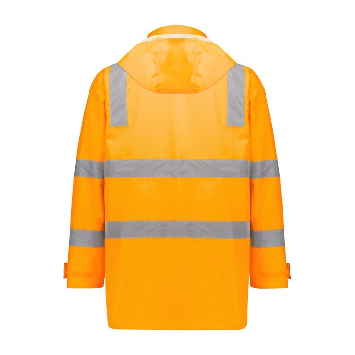 Syzmik Unisex Hi Vis VIC Rail 4 In 1 Waterproof Jacket ZJ580 in VIC Rail Orange, view 3